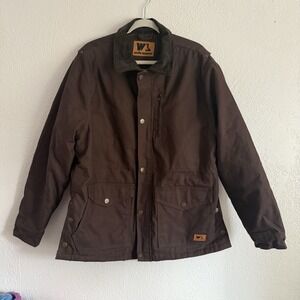 Wells Lamont Brown Canvas Work Jacket Men's Medium Quilted Coat Outdoor Pockets